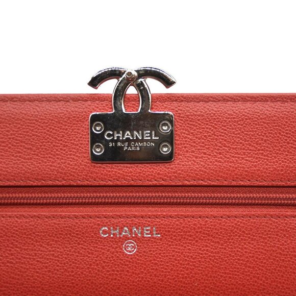 CHANEL Grained Calfskin Quilted CC Box Wallet On Chain WOC Red 27* - Picture 9 of 16